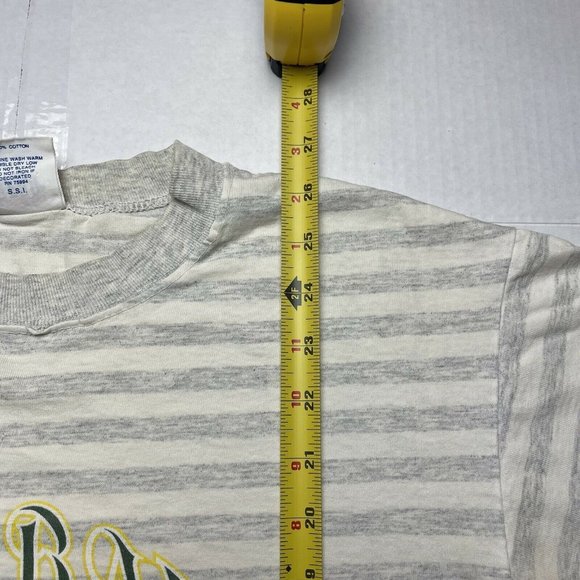 vintage 90’s Green Bay Packers Striped T Shirt 1991 Single Stitched NFL Size L - Picture 7 of 8